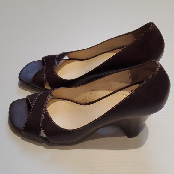 Joan and David Leather Peep Toe Pumps - Picture 2 of 5